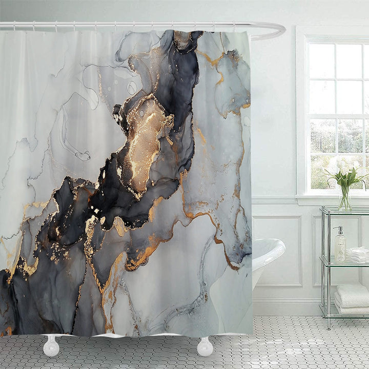Artistic Marble Design Shower Curtain Bowlift
