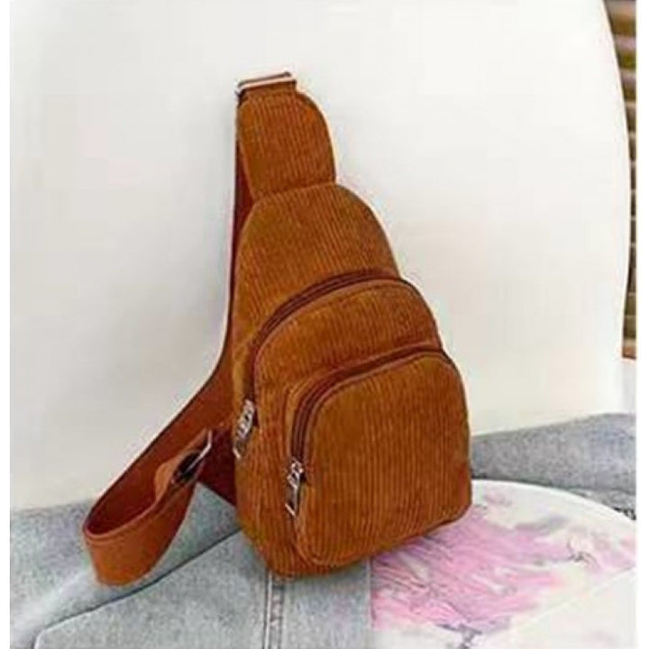 WoMulti-Compartment Corduroy Sling Bag Bowlift