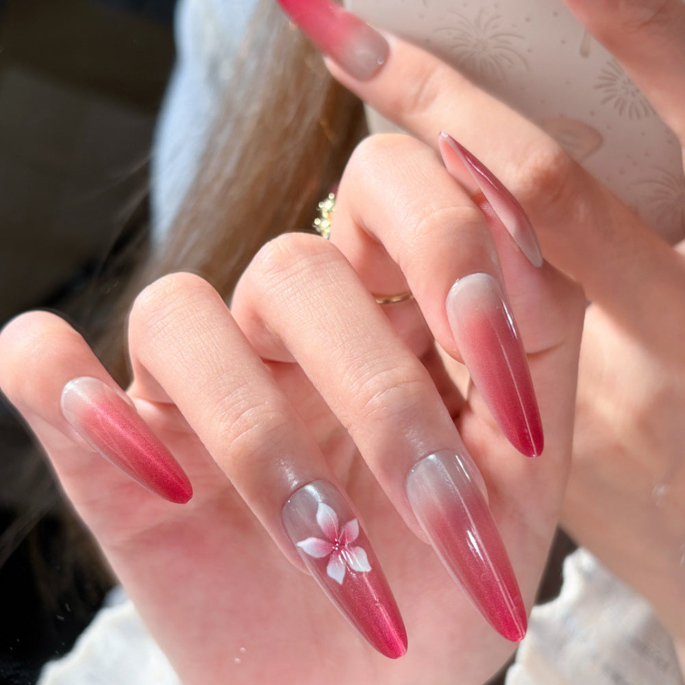 Artificial nails with elegant ombre effect and glitter accents Bowlift