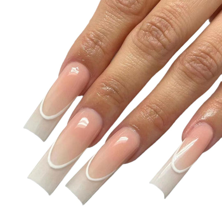Elegant French Tip Long Nail Extensions Bowlift