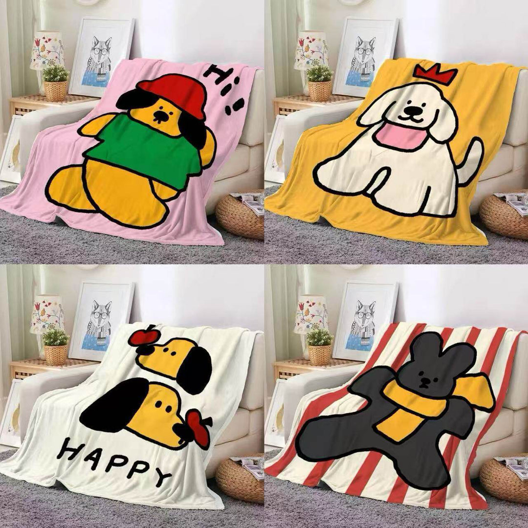 Cartoon Cat-Themed Fleece Throw Blanket