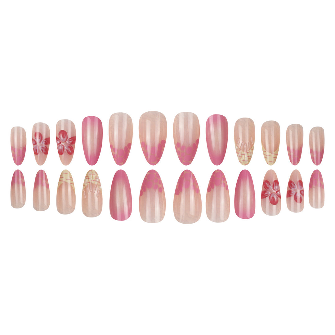 Floral-Themed Stiletto Press-On Nails Bowlift