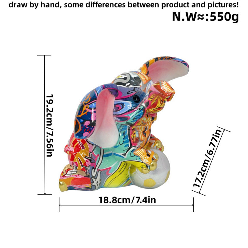 Artistic elephant figure with football motif Bowlift