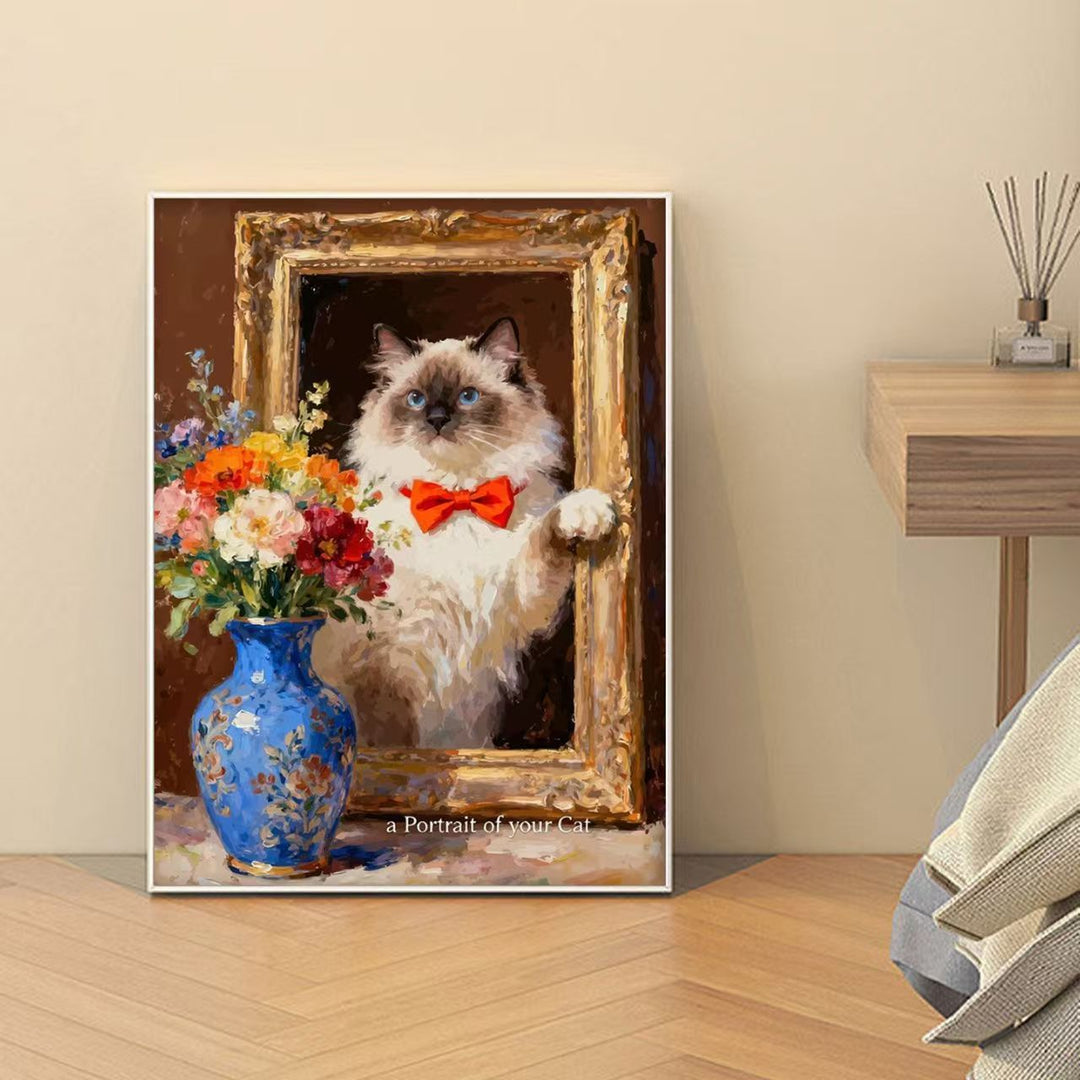 Decorative Cat-Themed Art Print Bowlift