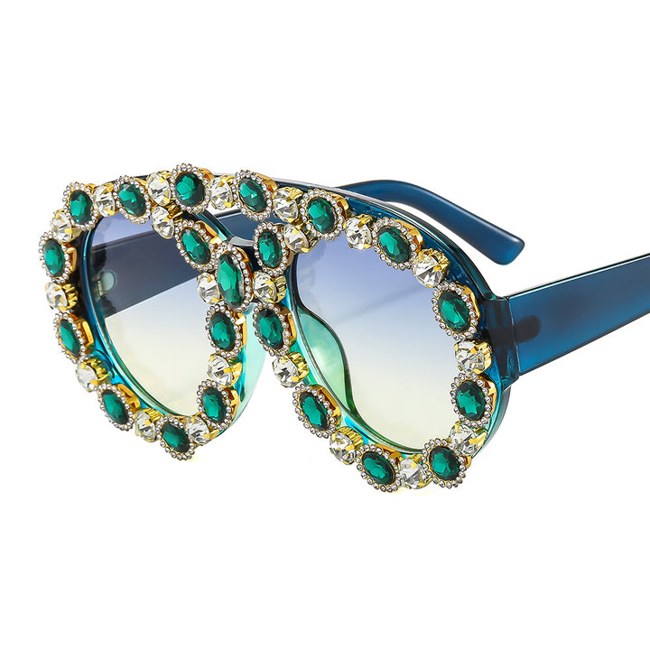 Ladies Glamorous Statement Sunglasses with Eye-Catching Crystal Frame Bowlift
