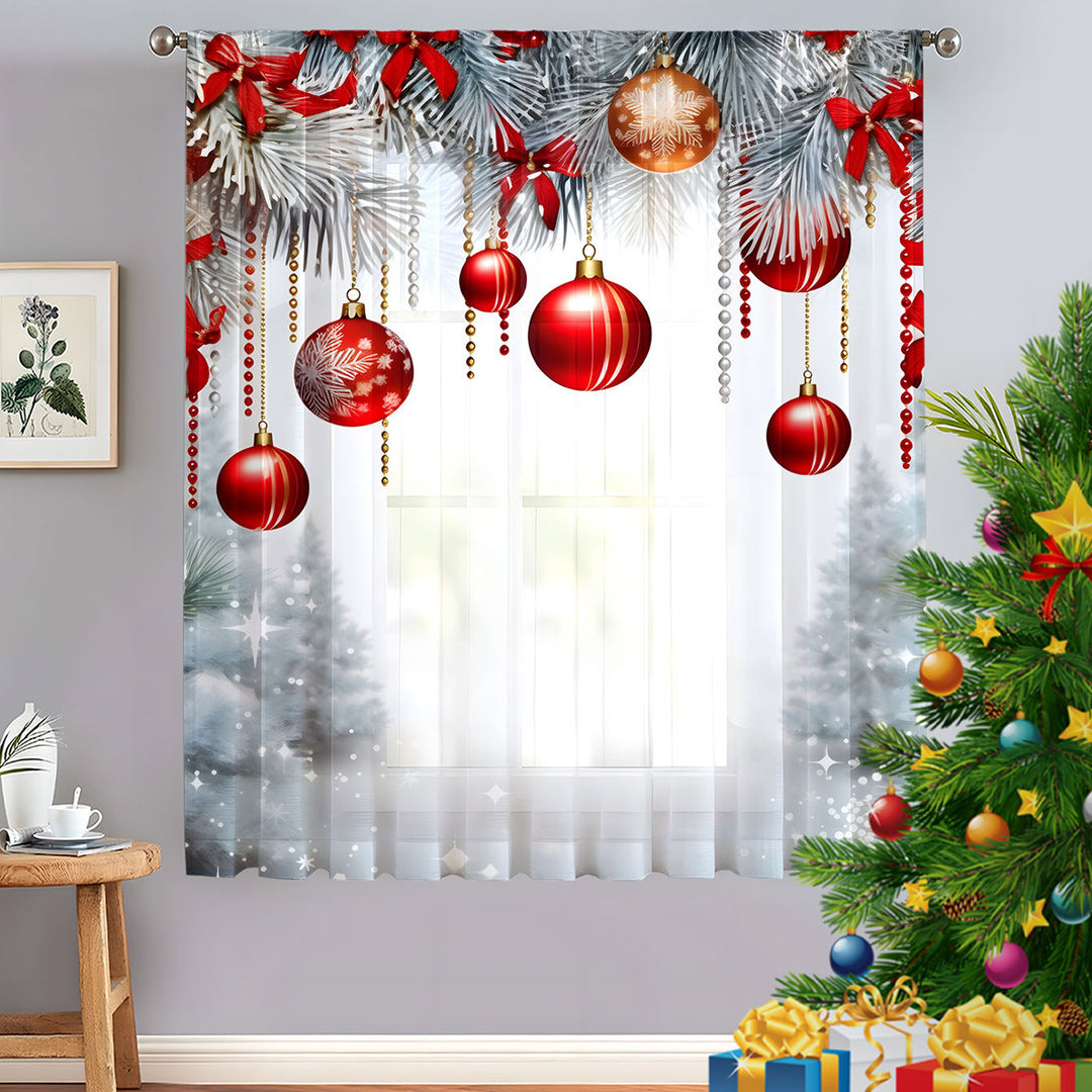 Decorative Floral Print Sheer Curtain
