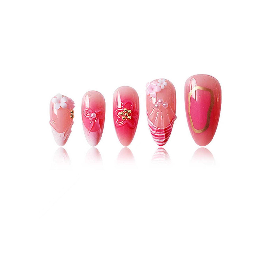 Floral Gel Nail Art Extensions Bowlift