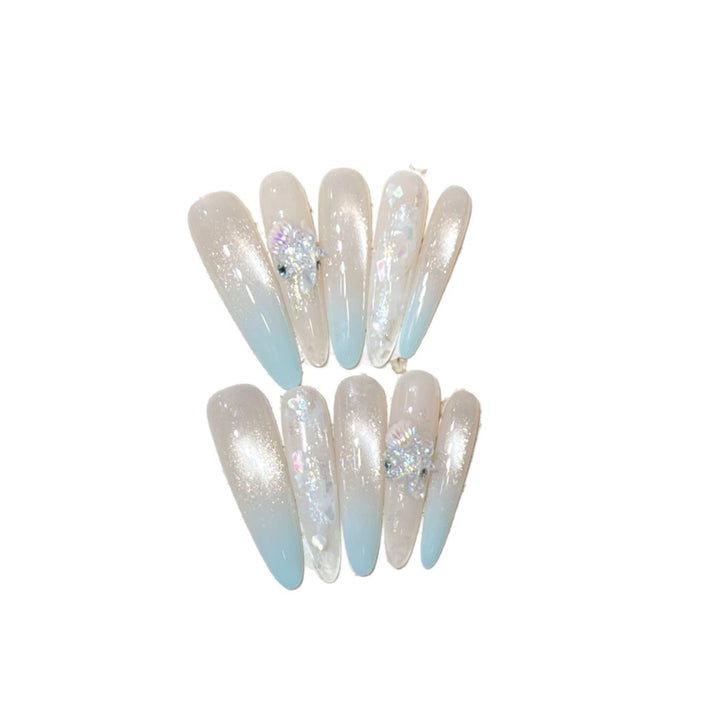 Elegant Stiletto Press-On Nail Set with Glitter Finish Bowlift
