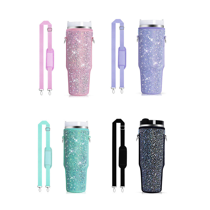Ladies drinking bottle cover with sparkling rhinestones Bowlift