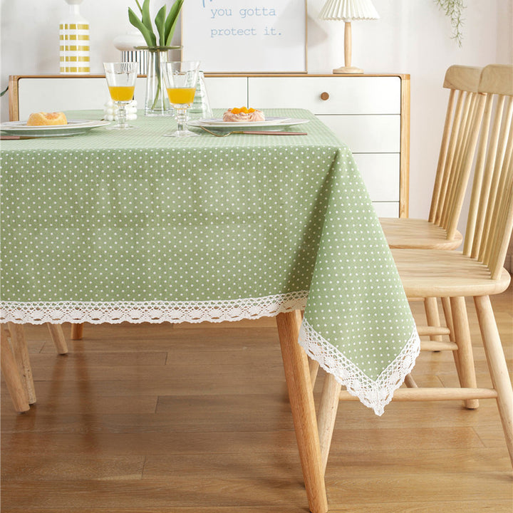 Polka Dot Lace Trim Tablecloth