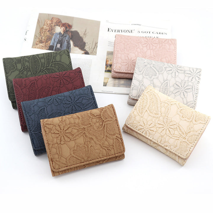 Floral Embossed Leather Coin Wallet