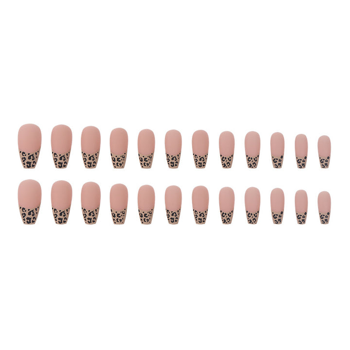 Leopard Print French Tip Press-On Nails Bowlift