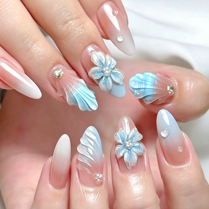 Floral Sculpted Acrylic Nail Art Extensions Bowlift