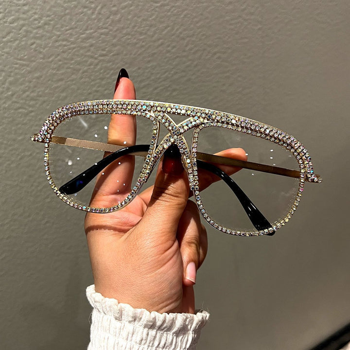 Women's Glamorous oversized Sunglasses with sparkling Crystal frame Bowlift
