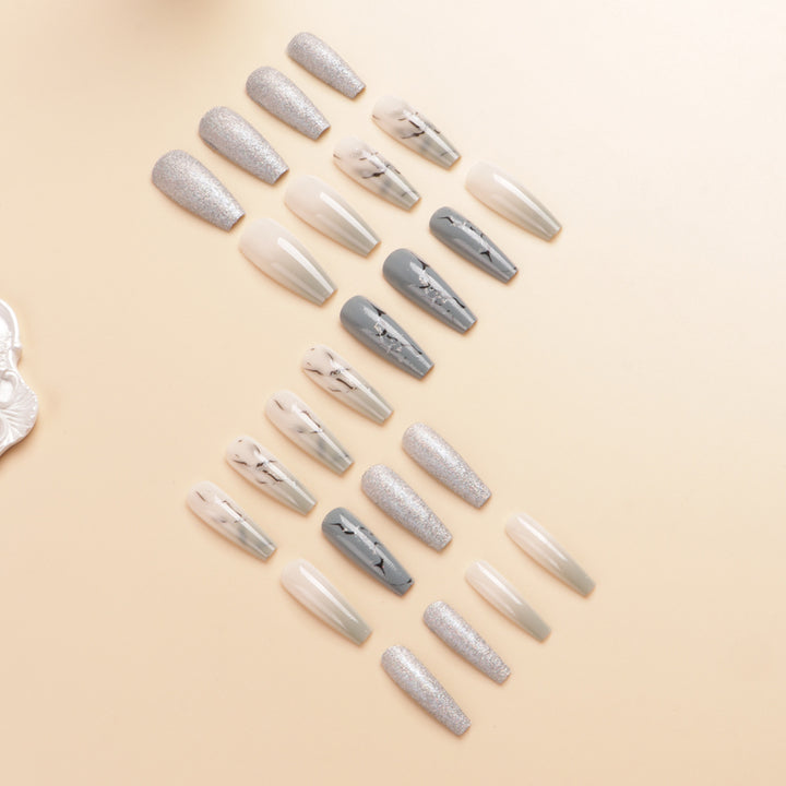 Artistic Marble Effect Press-On Nail Set Bowlift