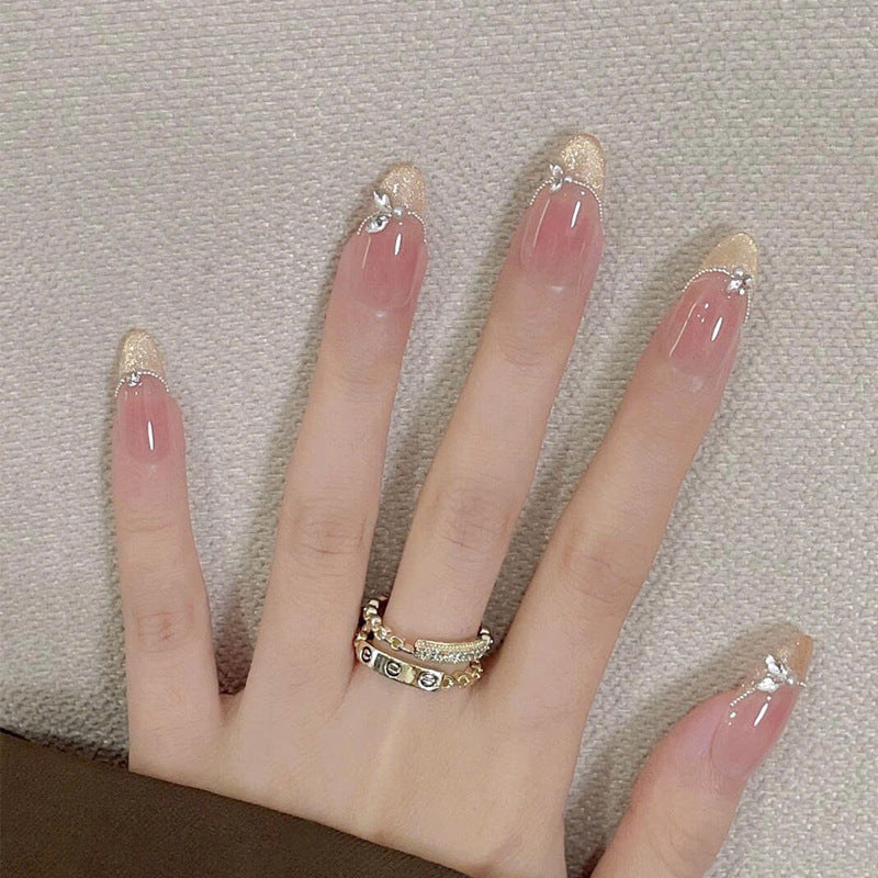 Elegant Stiletto Press-On Nails with Gemstone Accents Bowlift