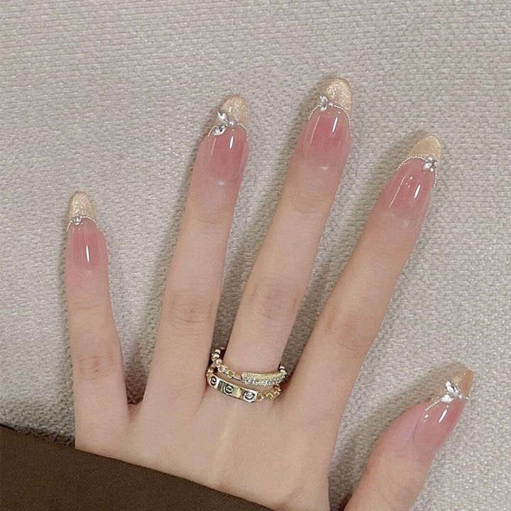 Elegant Stiletto Press-On Nails with Gemstone Accents Bowlift
