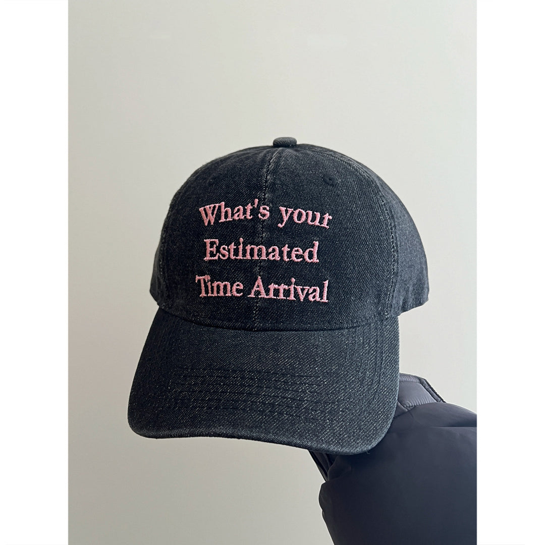 Denim Baseball Cap with Quote Embroidery