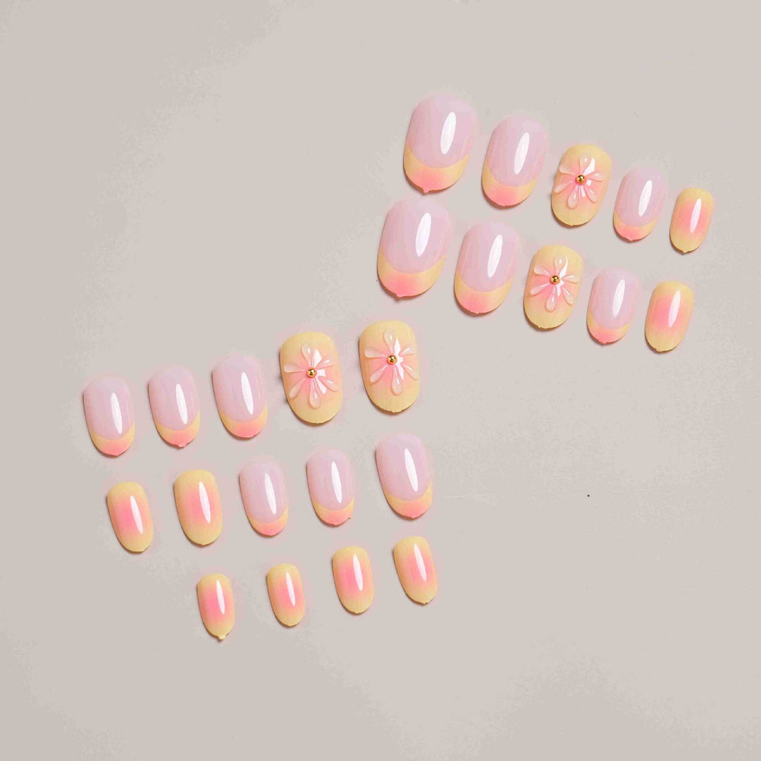 Floral Design Press-On Nails Bowlift