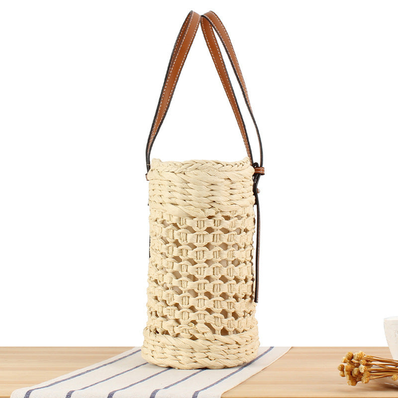 Braided Natural Material Handbag with Comfortable Carry Handle Bowlift