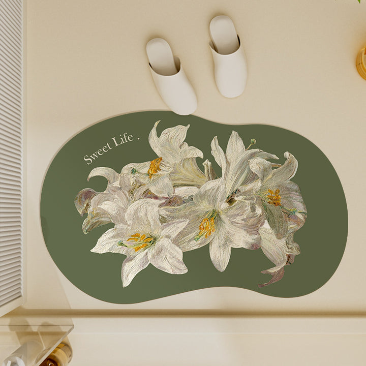 Floral-Inspired Decorative Bath Mat Bowlift
