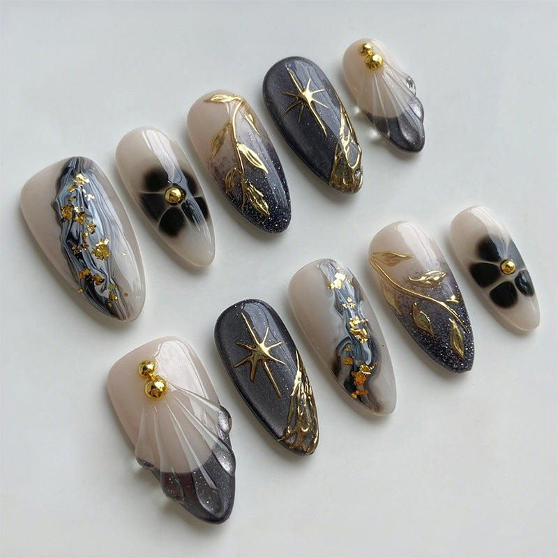 Artificial nail set with elegant floral design Bowlift