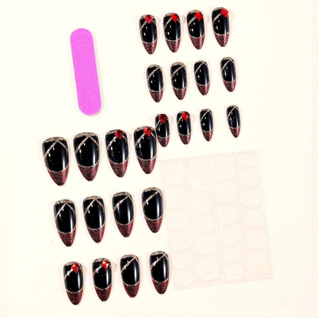 Stiletto Nail Art Extensions with Gem Accents Bowlift