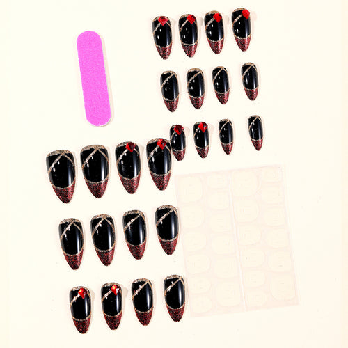 Stiletto Nail Art Extensions with Gem Accents Bowlift