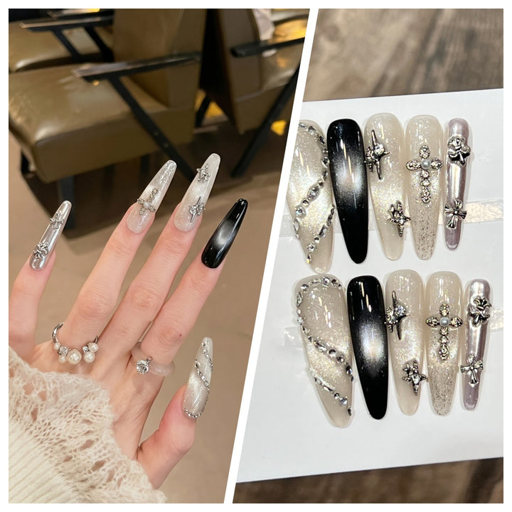 Artistic Stiletto Press-On Nail Set with Charming Patterns Bowlift