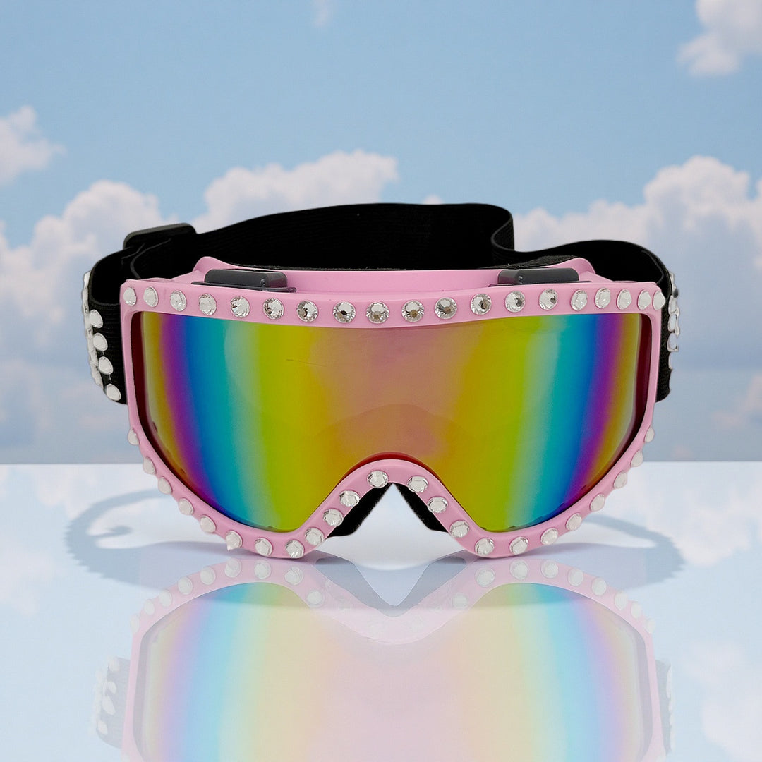 Women's fashionable ski goggles with glittering decorations Bowlift