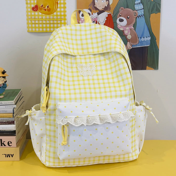 Fun Gingham Patterned Backpack Bowlift