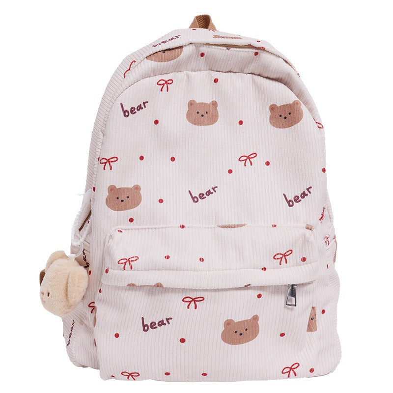 Backpack with Playful Bear Design and Practical Compartments Bowlift