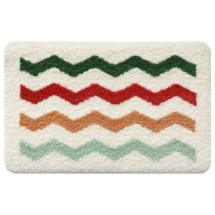 Plush Textured Zigzag Bath Mat Bowlift