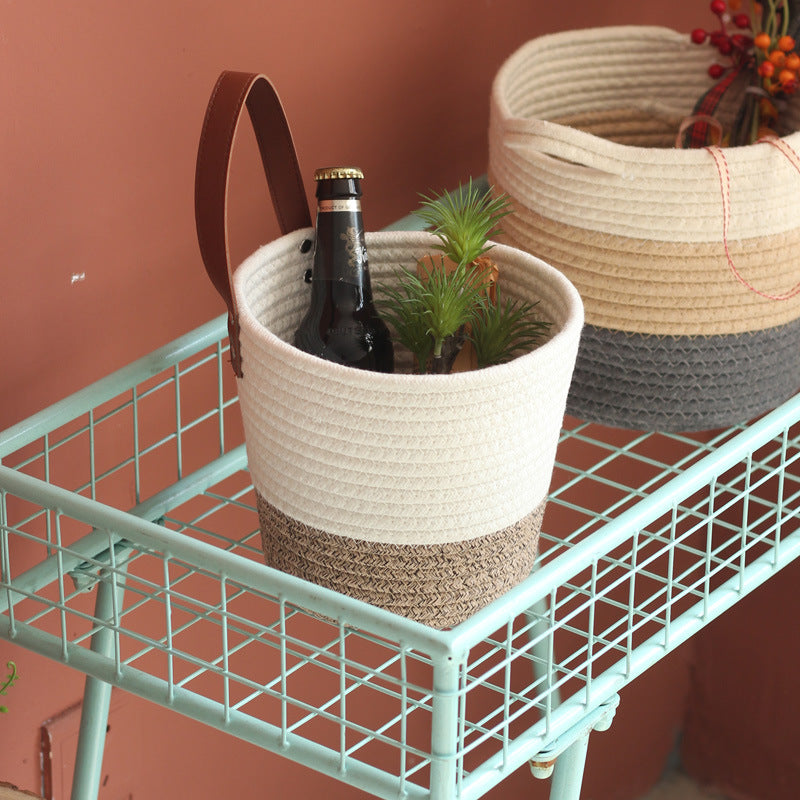Decorative basket with leather handle Bowlift