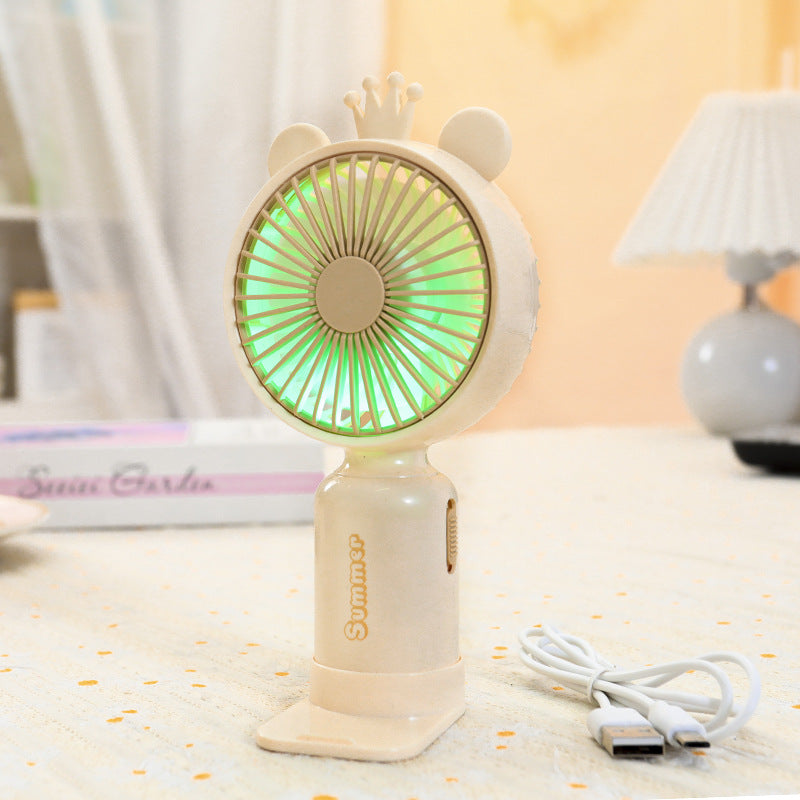 Women's Portable Hand Fan with Cute Ears Bowlift