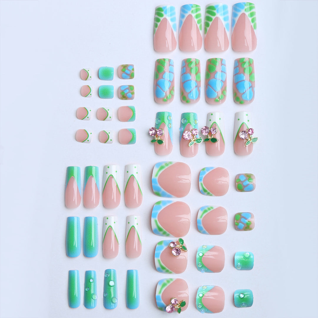 Artistic Nail Extension with Glitter Accents Bowlift