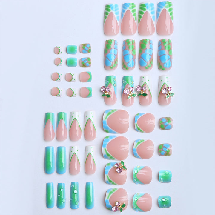 Artistic Nail Extension with Glitter Accents Bowlift