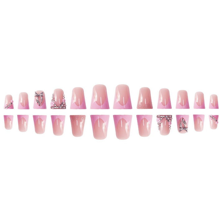 Elegant Floral Rhinestone Press-On Nails Bowlift