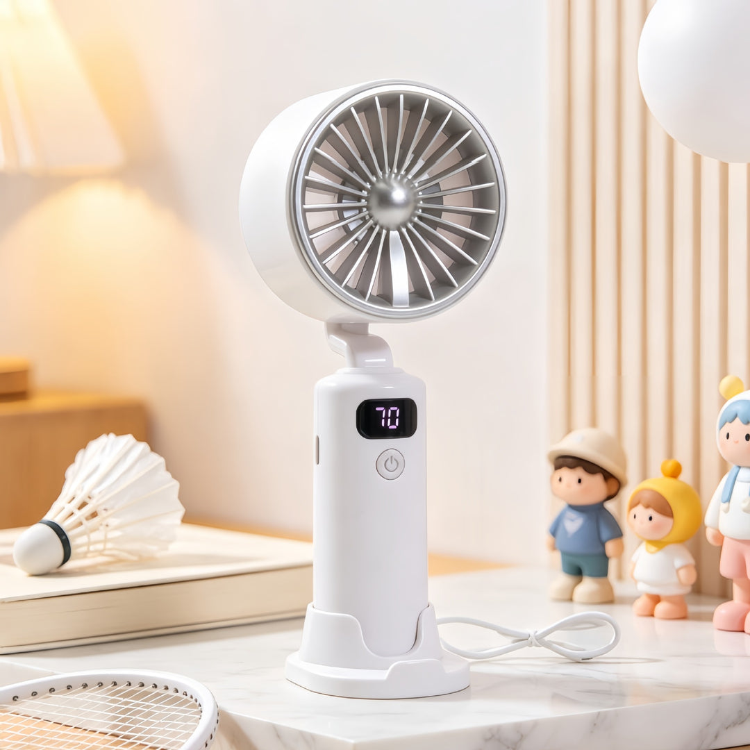 Women's Portable Table Fan with Digital Speed Display Bowlift