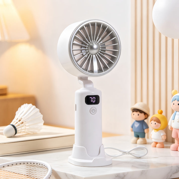 Electric Hand Fan with Digital Speed Display and Adjustable Tilt Angle Bowlift