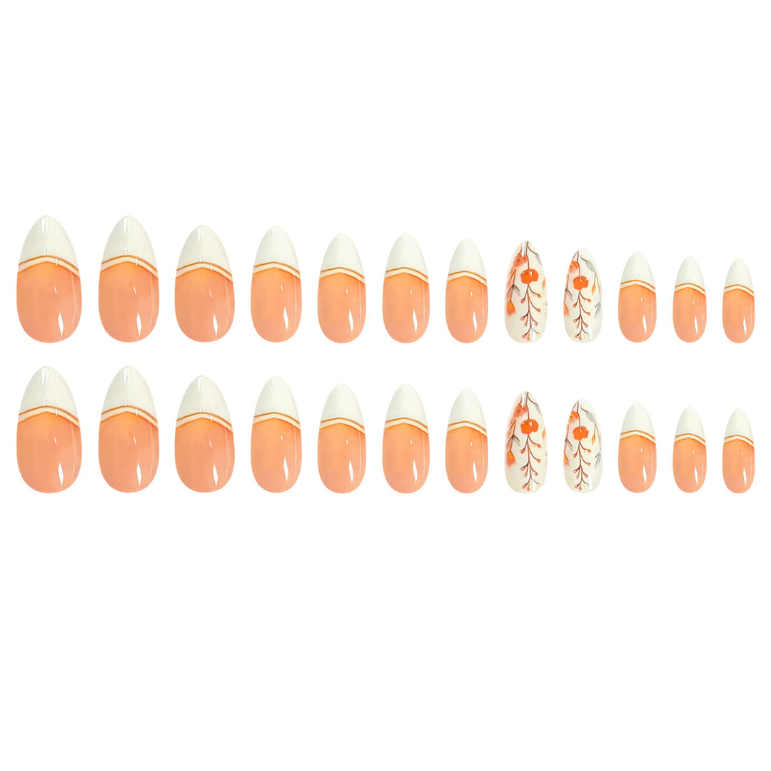Artificial nails with floral patterns and elegant tips Bowlift