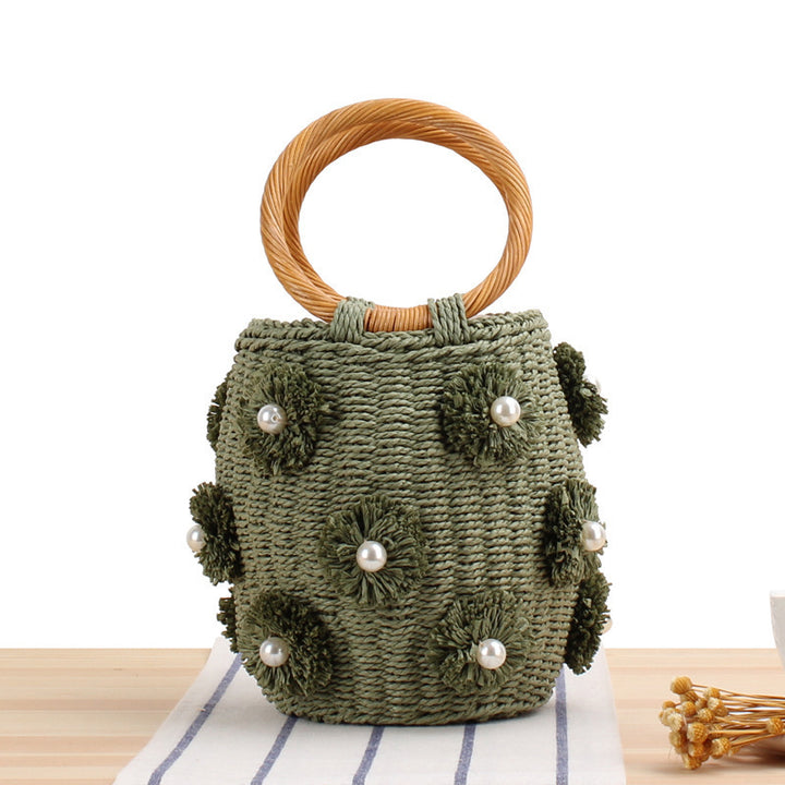 Handbag with Unique Pearl Applications Bowlift