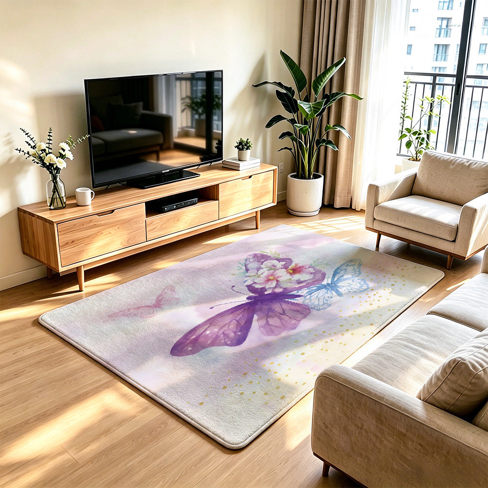 Decorative Butterfly Print Area Rug