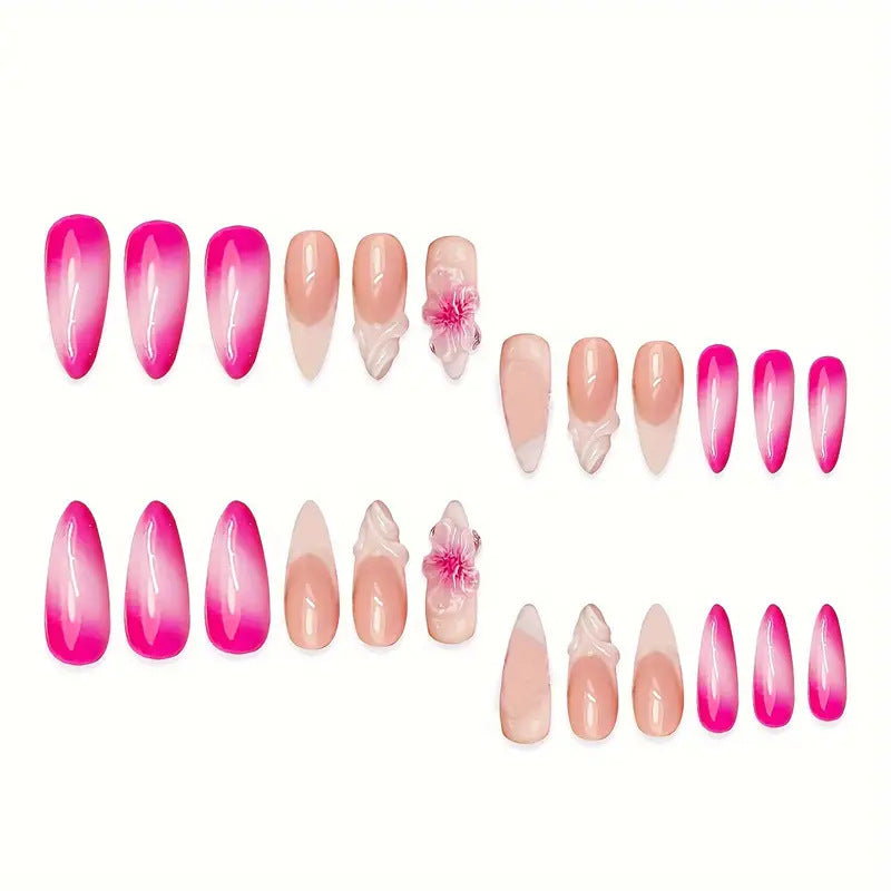Detailed Floral Press-On Nail Art Bowlift