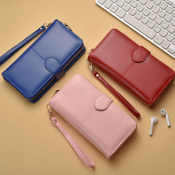 Slim Double-Zippered Wallet with Wrist Strap Bowlift