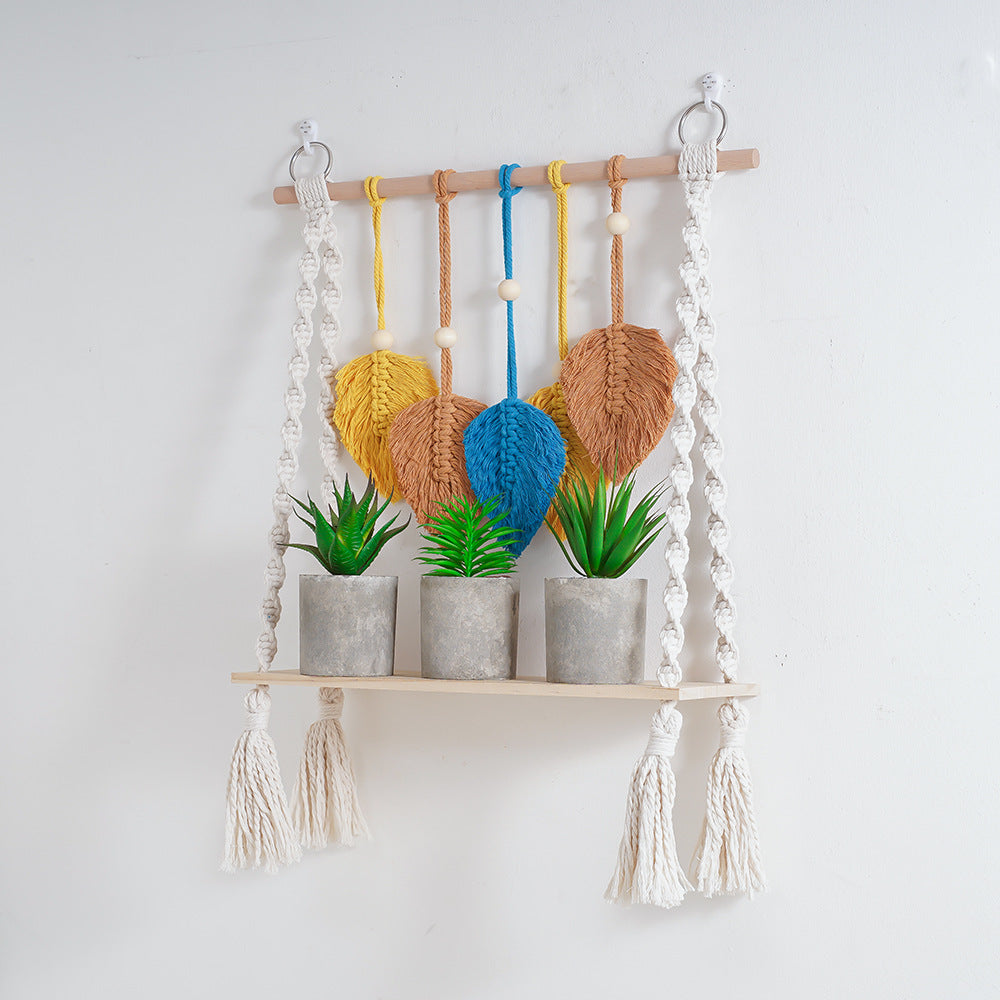 Macrame Leaf Wall Hanging Shelf Bowlift
