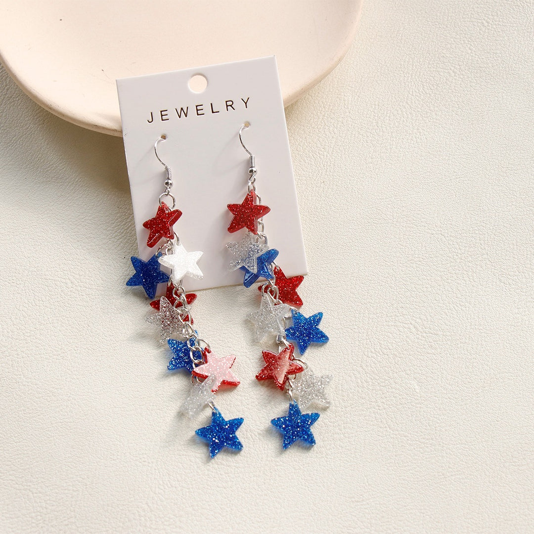 Ladies nan long glitter earrings with multi-layered star cascade Bowlift
