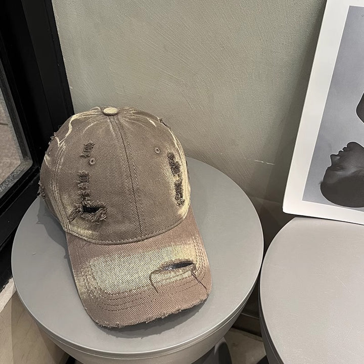 Women's Distressed Black Denim Baseball Cap Bowlift