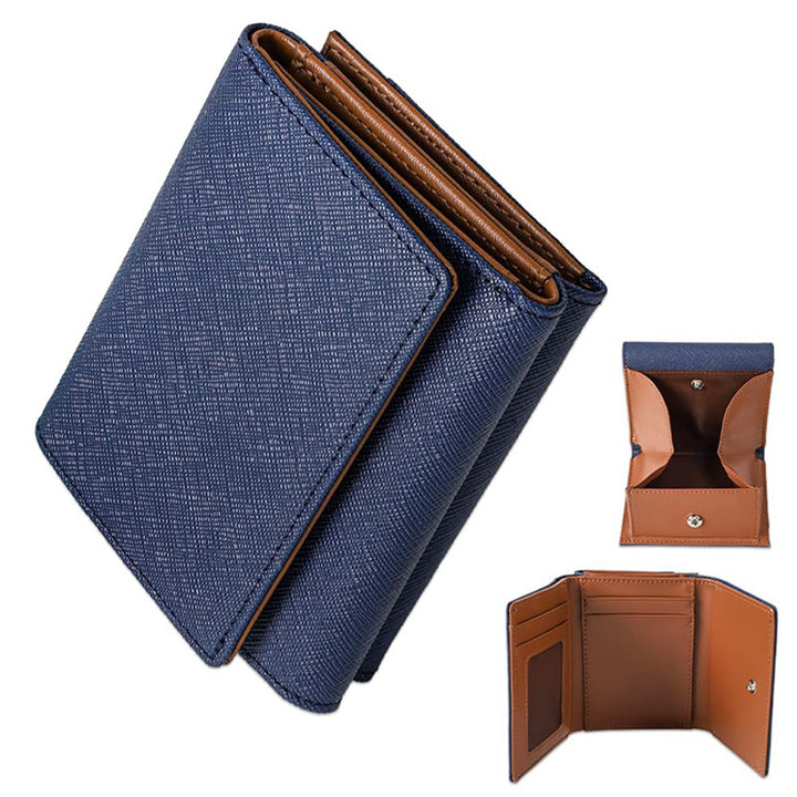 Compact Textured Leather Wallet Bowlift