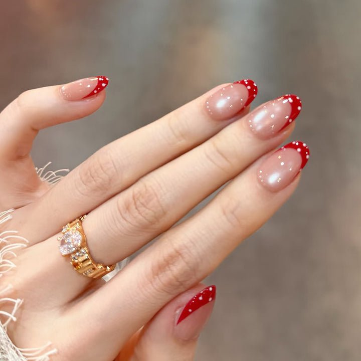 Decorative French Tip Press-On Nail Art Bowlift